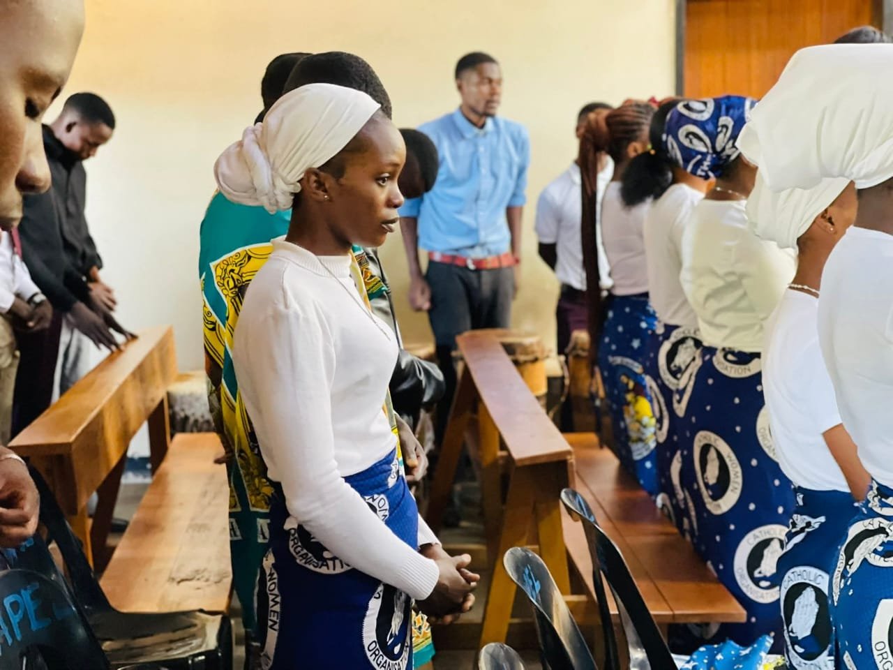Students gathered for a chapel service